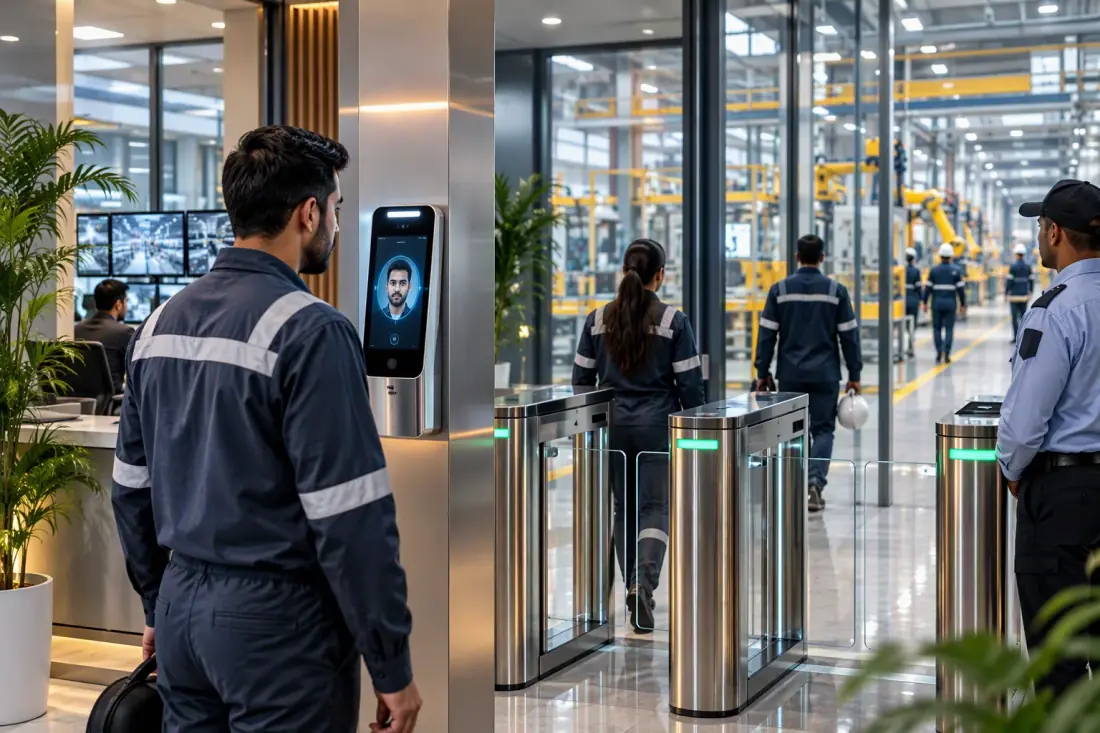 Face recognition attendance in a manufacturing plant