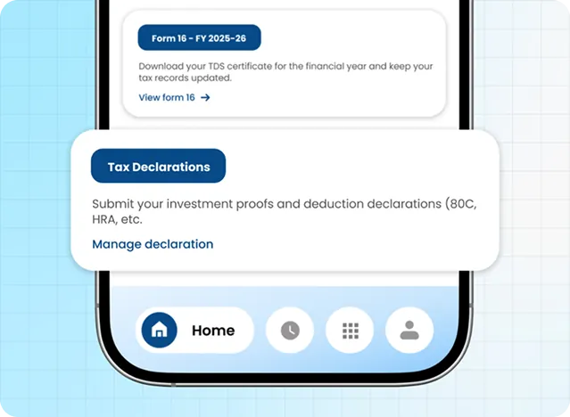 Employee tax and TDS statement management screen