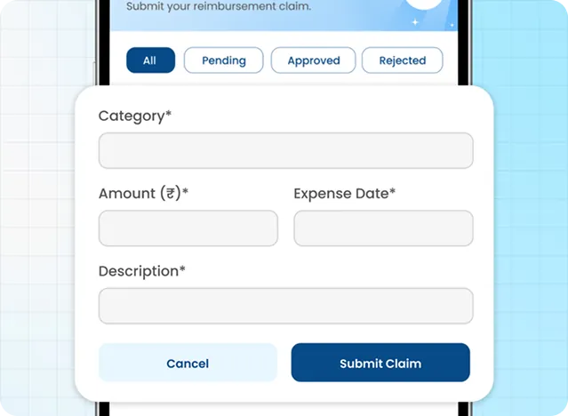 Digital reimbursement and expense tracking screen