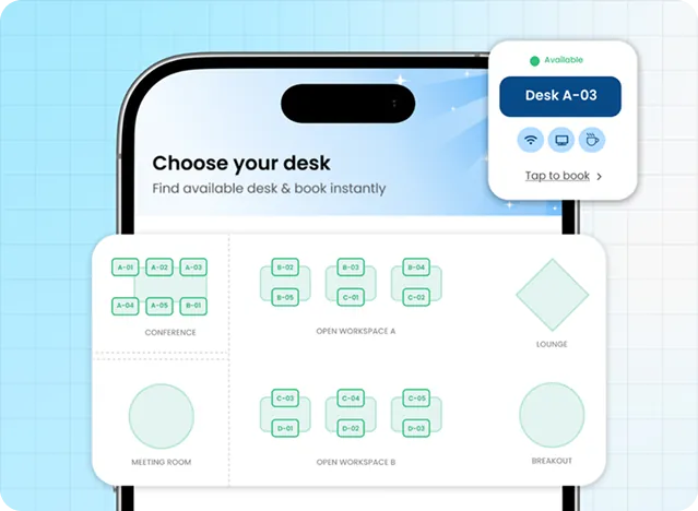 Interactive floor plan for smart desk selection
