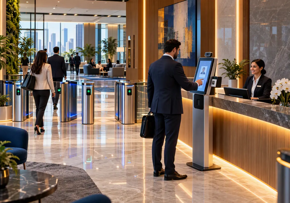 Secure digital visitor management at an enterprise reception